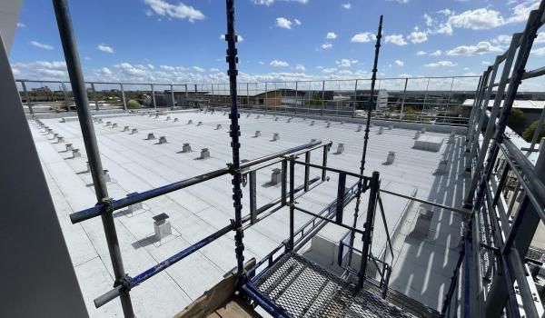 Aerial view of completed roof structure — 111 Buckingham Avenue Data Centre, Slough